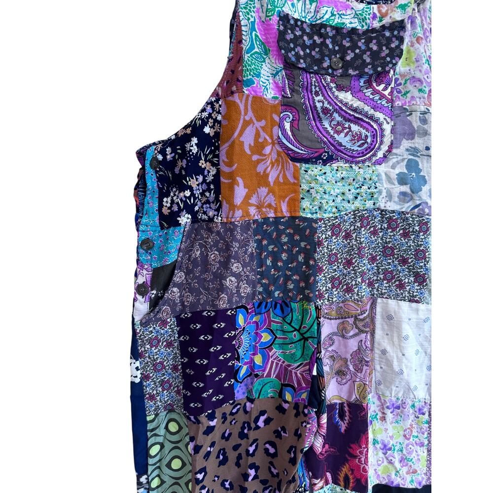 Patchwork Overalls Boho Wide Leg Jumpsuit Festival Western Cottagecore S/M - Picture 11 of 12
